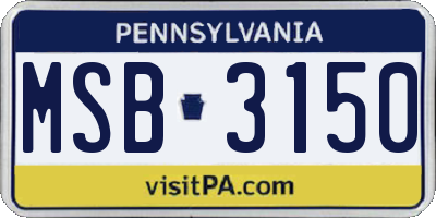 PA license plate MSB3150