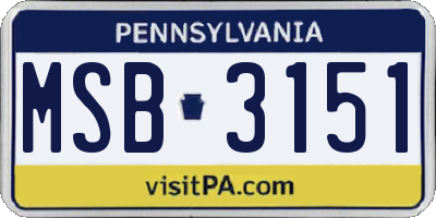 PA license plate MSB3151
