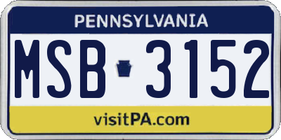 PA license plate MSB3152