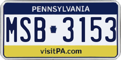PA license plate MSB3153