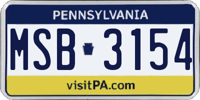 PA license plate MSB3154