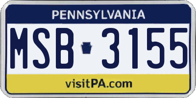 PA license plate MSB3155