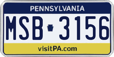 PA license plate MSB3156