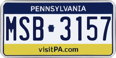 PA license plate MSB3157