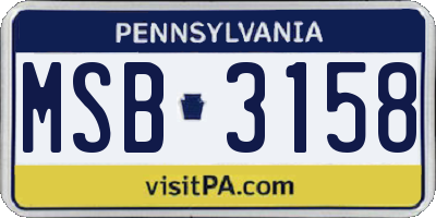 PA license plate MSB3158