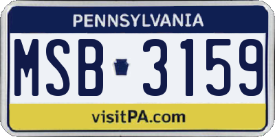 PA license plate MSB3159