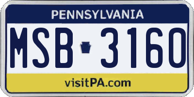 PA license plate MSB3160