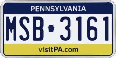 PA license plate MSB3161