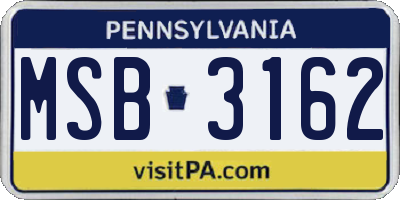 PA license plate MSB3162