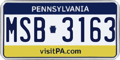 PA license plate MSB3163