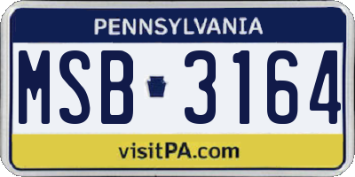 PA license plate MSB3164