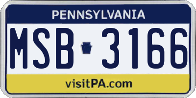 PA license plate MSB3166