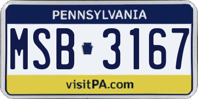 PA license plate MSB3167