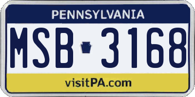 PA license plate MSB3168