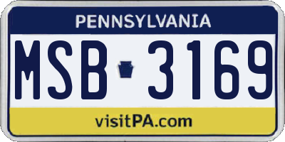 PA license plate MSB3169