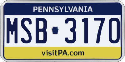 PA license plate MSB3170