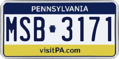 PA license plate MSB3171