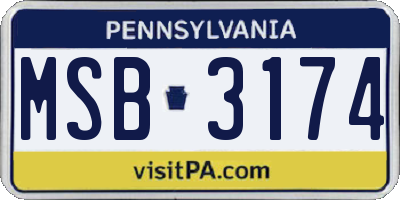 PA license plate MSB3174