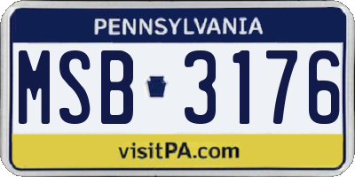 PA license plate MSB3176