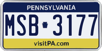 PA license plate MSB3177
