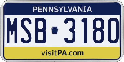 PA license plate MSB3180