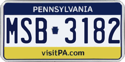 PA license plate MSB3182