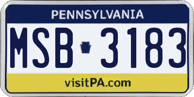 PA license plate MSB3183