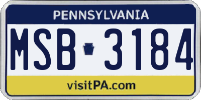 PA license plate MSB3184