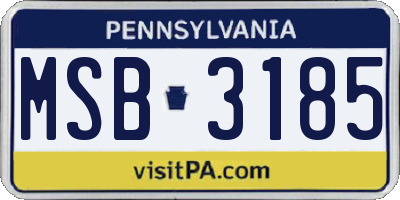 PA license plate MSB3185