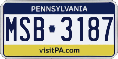 PA license plate MSB3187