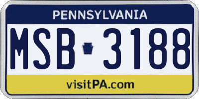 PA license plate MSB3188