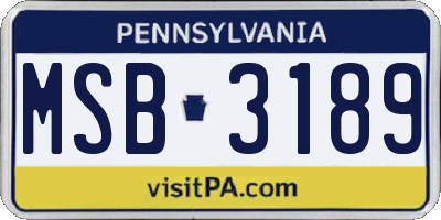 PA license plate MSB3189