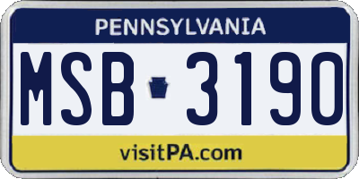 PA license plate MSB3190
