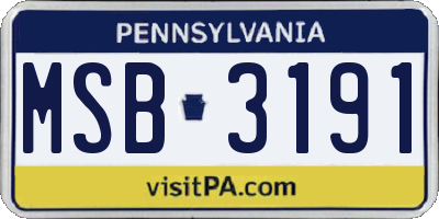PA license plate MSB3191