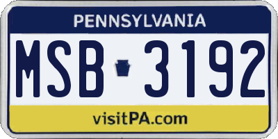 PA license plate MSB3192