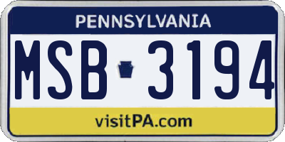 PA license plate MSB3194