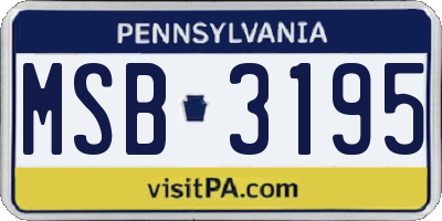 PA license plate MSB3195