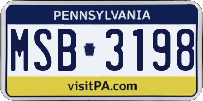 PA license plate MSB3198