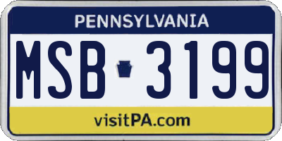 PA license plate MSB3199