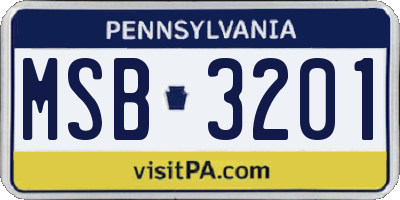 PA license plate MSB3201