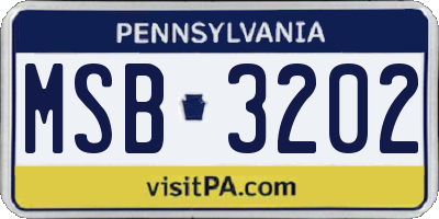 PA license plate MSB3202