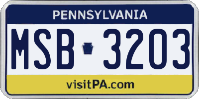 PA license plate MSB3203