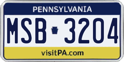 PA license plate MSB3204