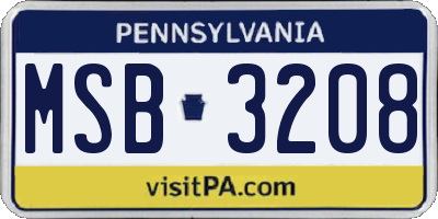 PA license plate MSB3208