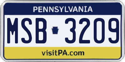 PA license plate MSB3209