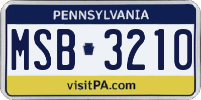 PA license plate MSB3210