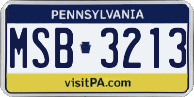 PA license plate MSB3213