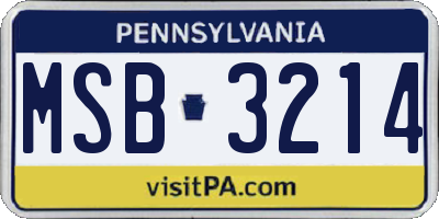 PA license plate MSB3214