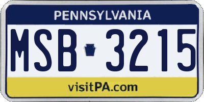 PA license plate MSB3215
