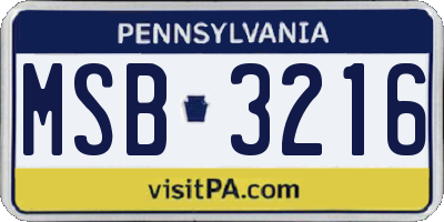 PA license plate MSB3216
